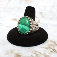 Malachite Sterling Silver Ring (Size 14.75)