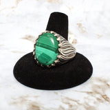 Malachite Sterling Silver Ring (Size 14.75)