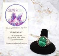 Malachite Sterling Silver Ring (Size 14.75)