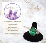 Malachite Sterling Silver Ring (Size 14.75)