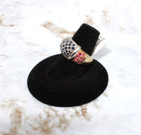 Ruby & Sapphire Gold Plated Sterling Silver Ring (Size 7)