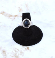 Sapphire & Diamond Ring in Sterling Silver (Size 7)