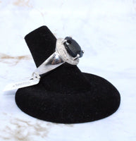 Sapphire & Diamond Ring in Sterling Silver (Size 7)