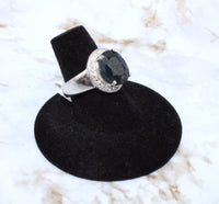 Sapphire & Diamond Ring in Sterling Silver (Size 6.75)