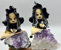 Hand Crafted Witch Figure On Amethyst Base
