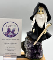 Hand Crafted Wizard Figure On Amethyst Base