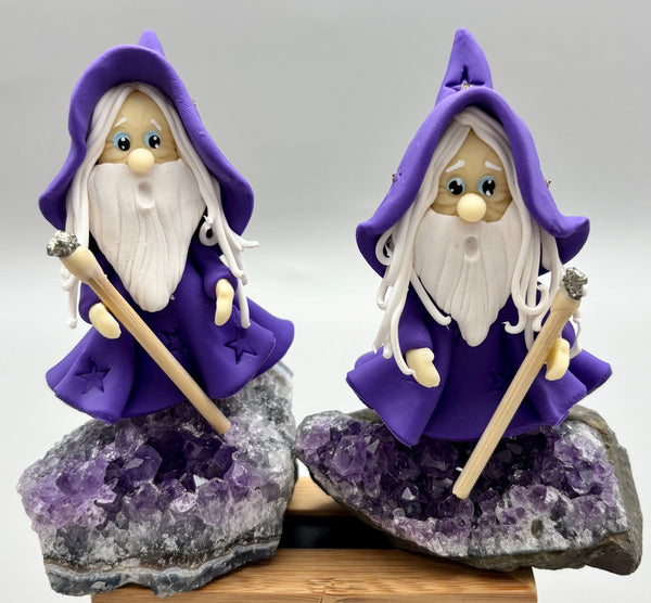 Hand Crafted Wizard Figure On Amethyst Base