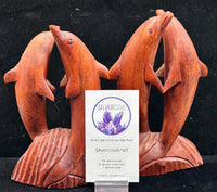 Red Dolphin Teak  Wood Carving