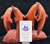 Red Dolphin Teak  Wood Carving