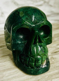 Moss Agate Skull Carving