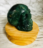 Moss Agate Skull Carving