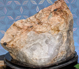 Aquamarine In Quartz Matrix on Wooden Base