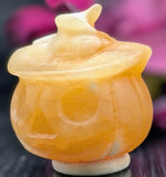 Orange Calcite Carving (Pumpkin-Witch)