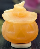 Orange Calcite Carving (Pumpkin-Witch)