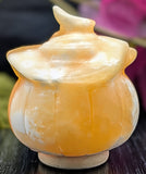 Orange Calcite Carving (Pumpkin-Witch)