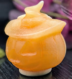 Orange Calcite Carving (Pumpkin-Witch)