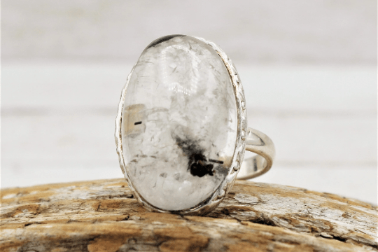 Tourmilated Quartz Ring (Size 7)