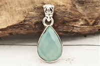 Faceted Blue Chalcedony Pendant