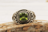 Faceted Peridot Ring, Size 8