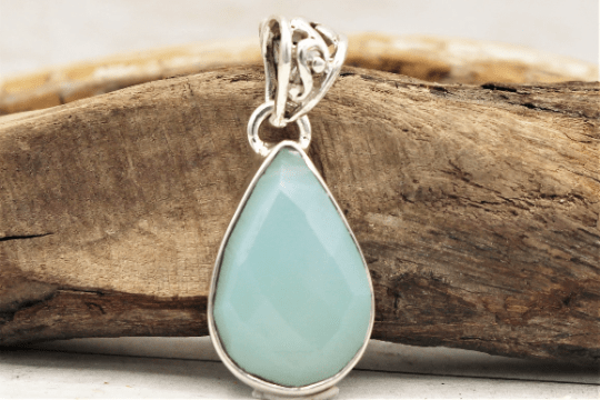 Faceted Blue Chalcedony Pendant