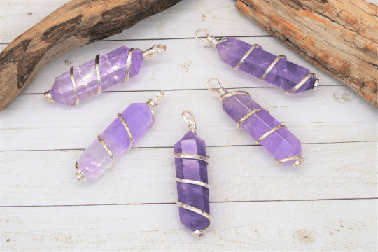 Double Terminated Amethyst Pendants