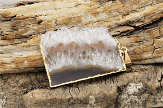Raw Amethyst Slice Pendants (Gold Foil Dipped)