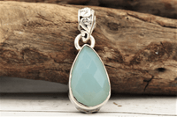 Faceted Blue Chalcedony Pendant