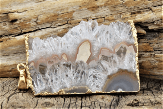 Raw Amethyst Slice Pendants (Gold Foil Dipped)