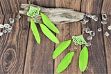 Feather Earrings (lime green)