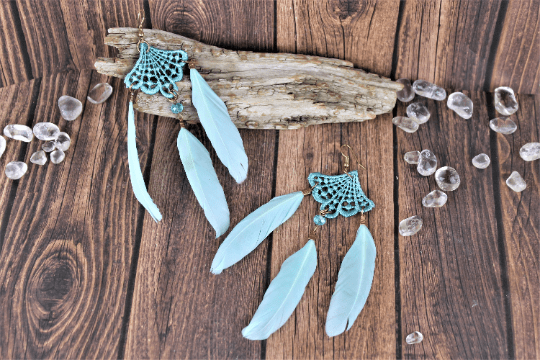 Feather Earrings (light blue)
