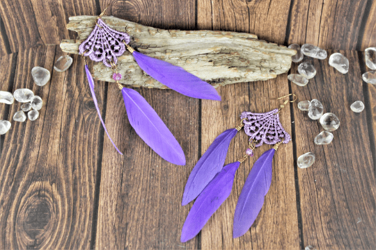 Feather Earrings (purple)