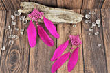 Feather Earrings (hot pink)