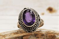 Faceted Amethyst Ring size 8