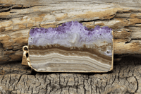 Raw Amethyst Slice Pendants (Gold Foil Dipped)