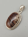 Canadian Petrified Wood Pendant Set in .925 Sterling Silver