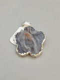 Chalcedony Conchive Druzy Flower Pendant