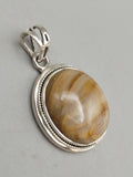 Canadian Petrified Wood Pendant Set in .925 Sterling Silver