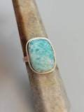Faceted Amazonite Sterling Silver Ring Size 12