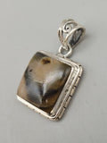 Canadian Petrified Wood Pendant Set in .925 Sterling Silver