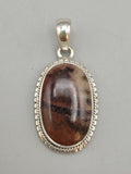 Canadian Petrified Wood Pendant Set in .925 Sterling Silver