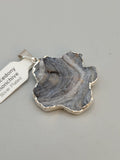 Chalcedony Conchive Druzy Flower Pendant