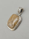 Canadian Petrified Wood Pendant Set in .925 Sterling Silver