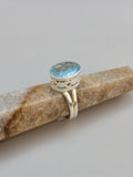 Faceted Aquamarine Sterling Silver Ring Size 9.5