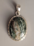 Canadian Epidote in Quartz Pendant .925 Sterling Silver