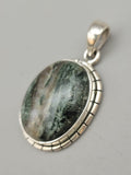 Canadian Epidote in Quartz Pendant .925 Sterling Silver
