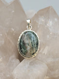 Canadian Epidote in Quartz Pendant .925 Sterling Silver