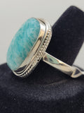 Faceted Amazonite Sterling Silver Ring Size 12