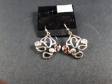Garnet/Cubic Zirconia Sterling Silver Earrings (749)