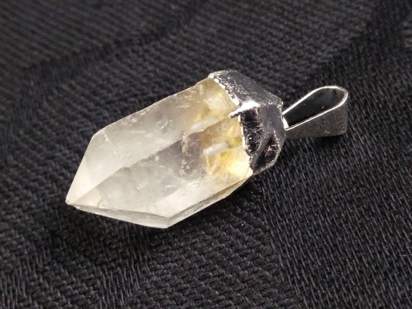 Clear Quartz Point Pendant Silver Foil