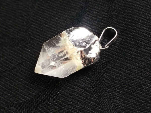 Clear Quartz Point Pendant Silver Foil